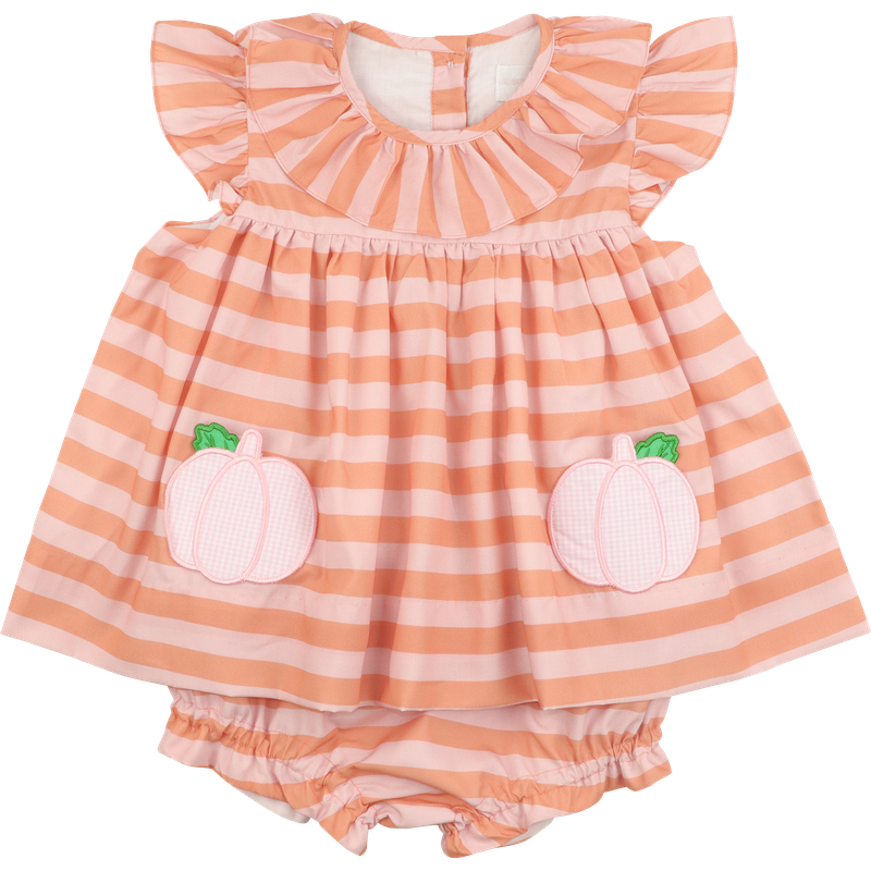 Pink And Orange Stripe Pumpkin Diaper Set