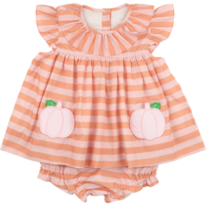 Pink And Orange Stripe Pumpkin Diaper Set