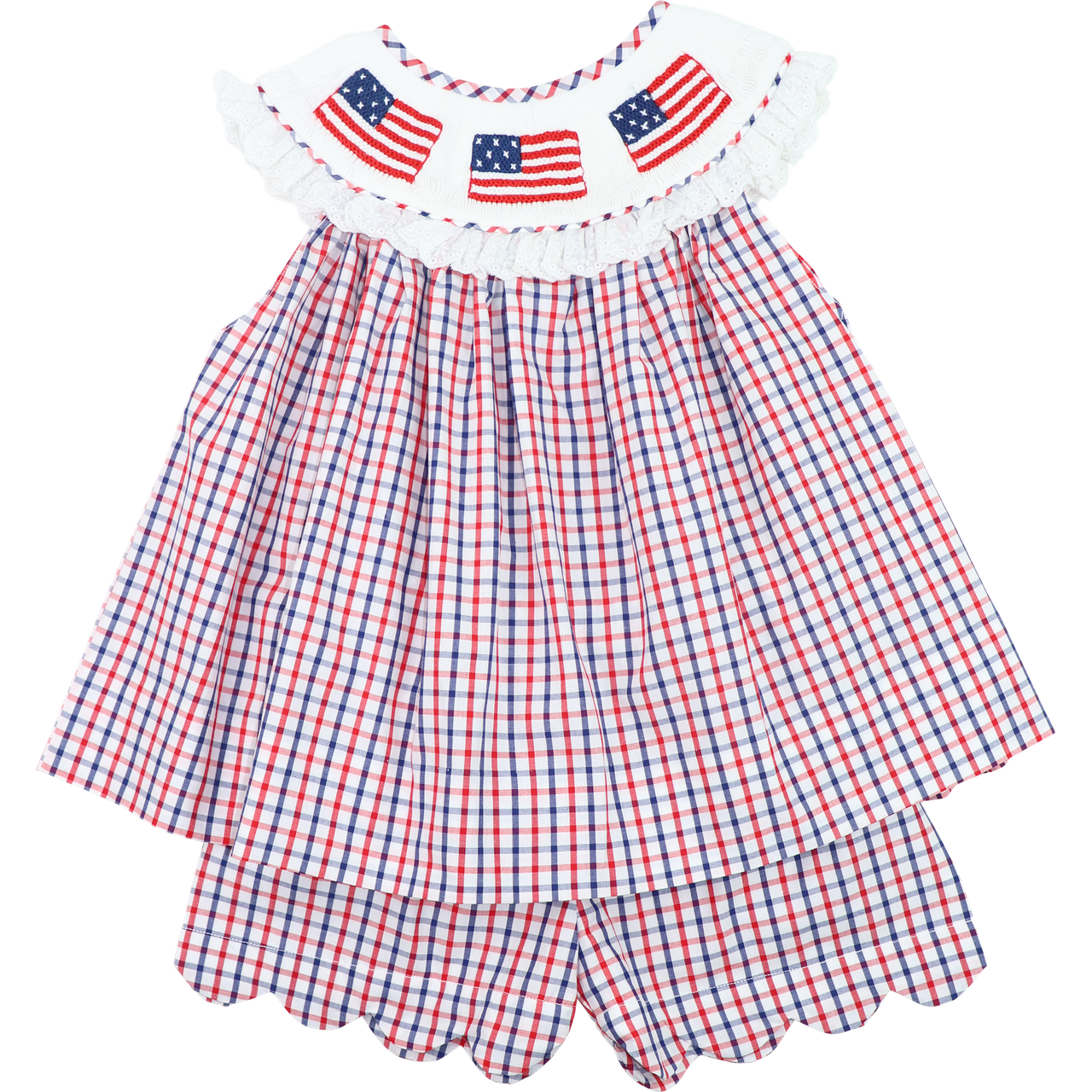 Smocked Flags Windowpane Short Set