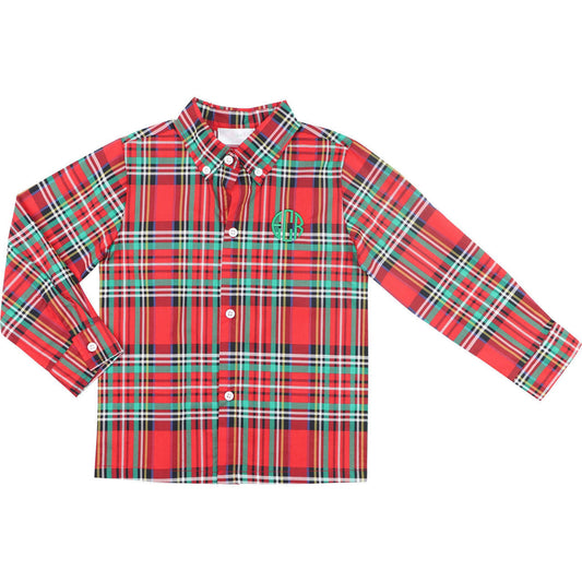 Christmas Plaid Button Down Shirt  - Shipping Early December  Monogram