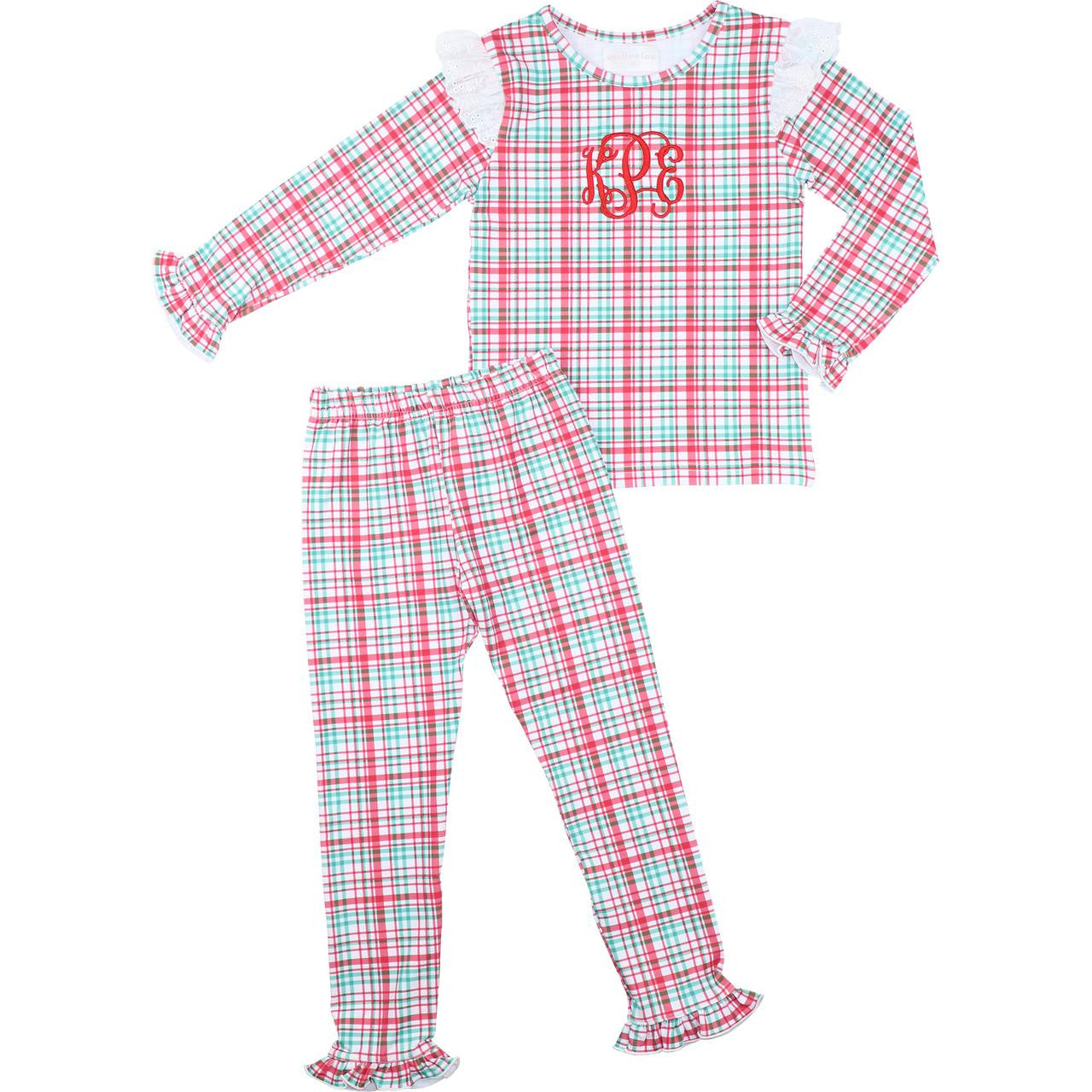 Christmas Plaid Knit Eyelet Pajamas - Shipping Early December  Monogram