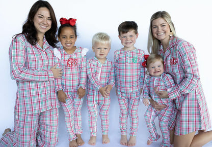 Christmas Plaid Knit Eyelet Pajamas   Monogram