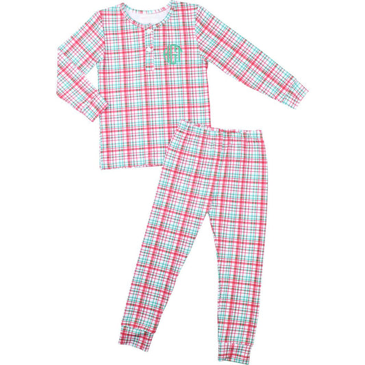 Christmas Plaid Knit Pajamas - Shipping Early December  Monogram