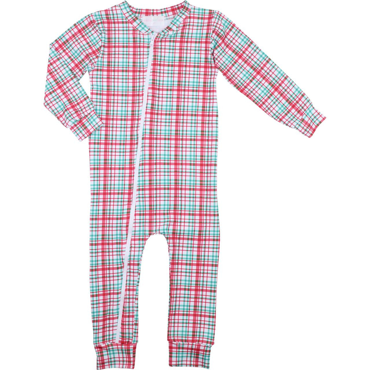 Christmas Plaid Knit Zipper Pajamas  - Shipping Early December  Monogram