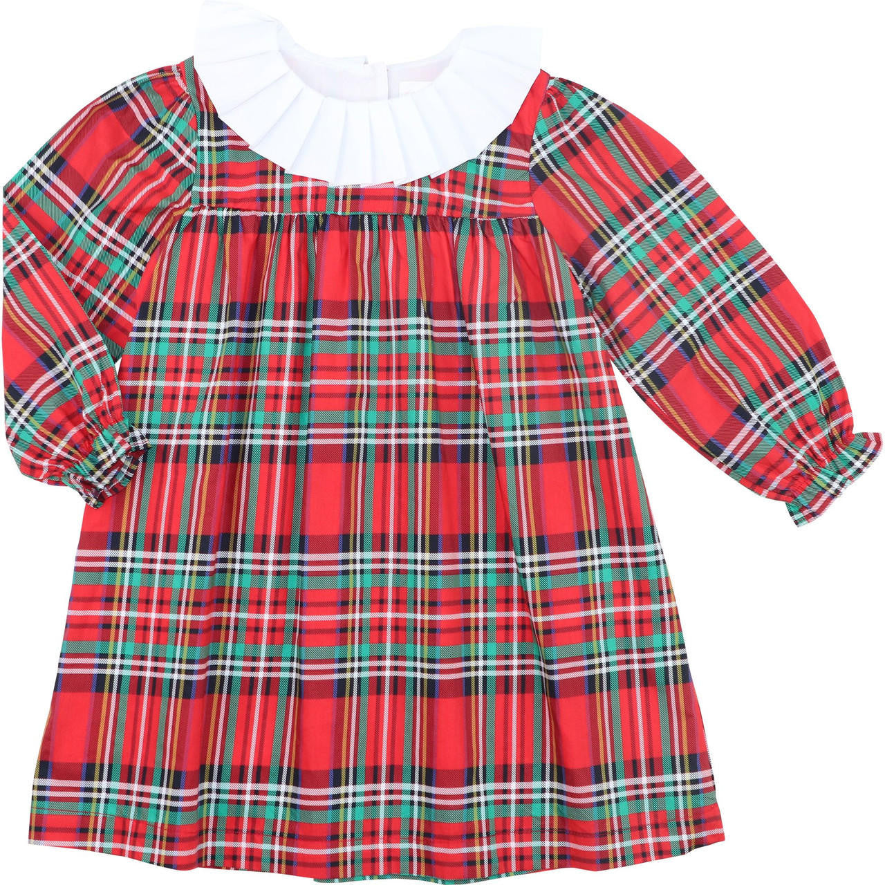 Christmas Plaid Pleated Collar Dress - Shipping Early December  Smocked Threads