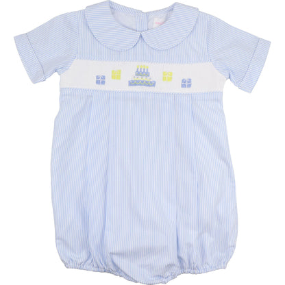 Blue Stripe Smocked Birthday Bubble