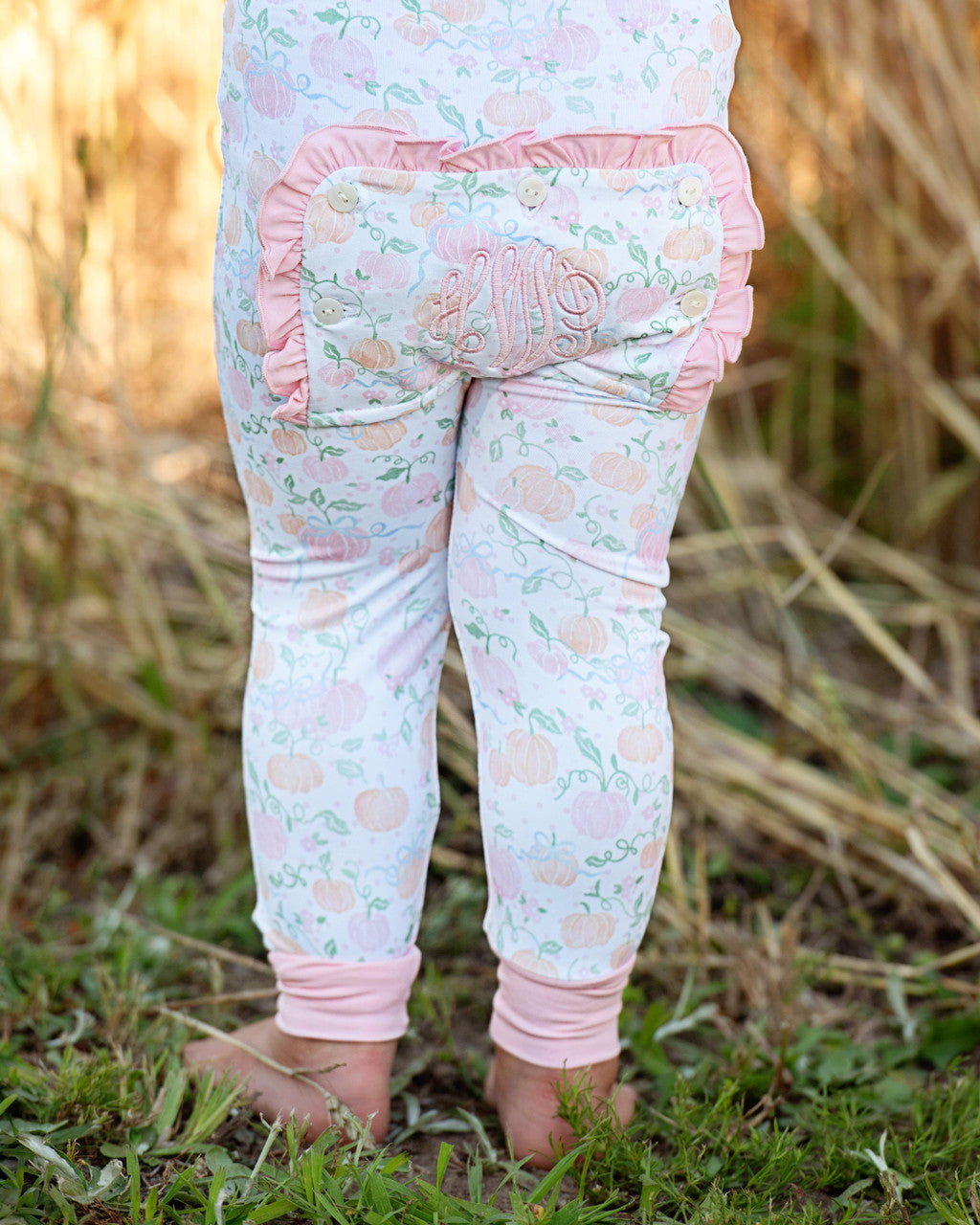 Pink And Orange Pumpkin Patch Knit Zipper Pajamas