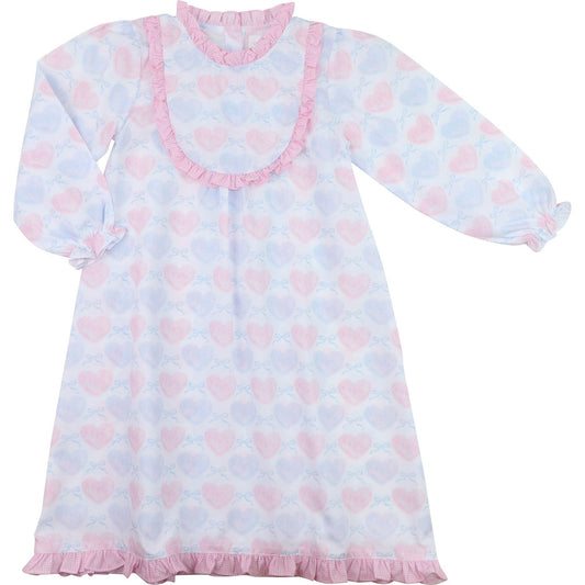 Pink And Blue Pastel Hearts And Bows Nightgown