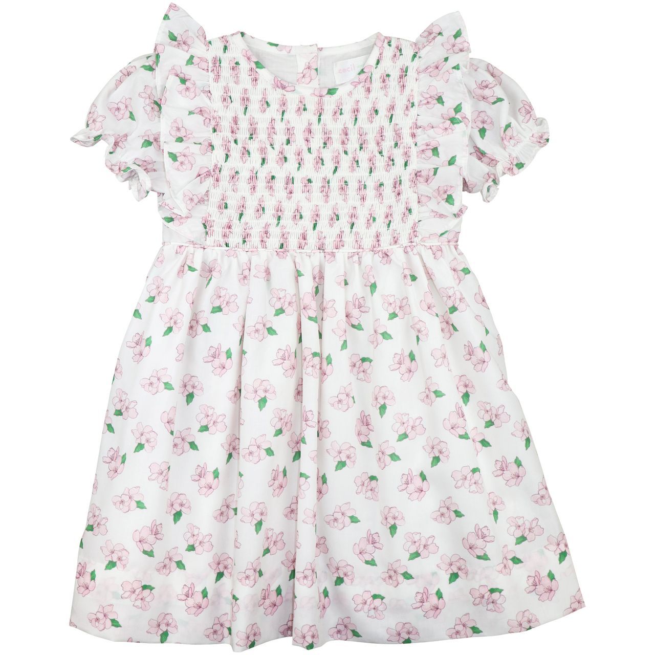 Pink And Green Magnolia Smocked Dress