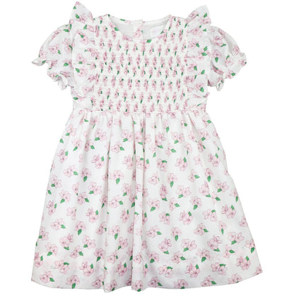 Pink And Green Magnolia Smocked Dress