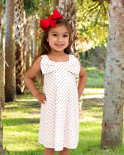 Red And Navy Swiss Dot Bow Dress