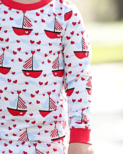 Valentine Sailboat Knit Pajamas