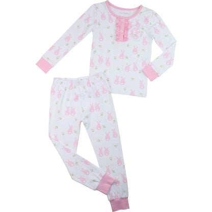 Pink Bunny Print Knit Pajamas