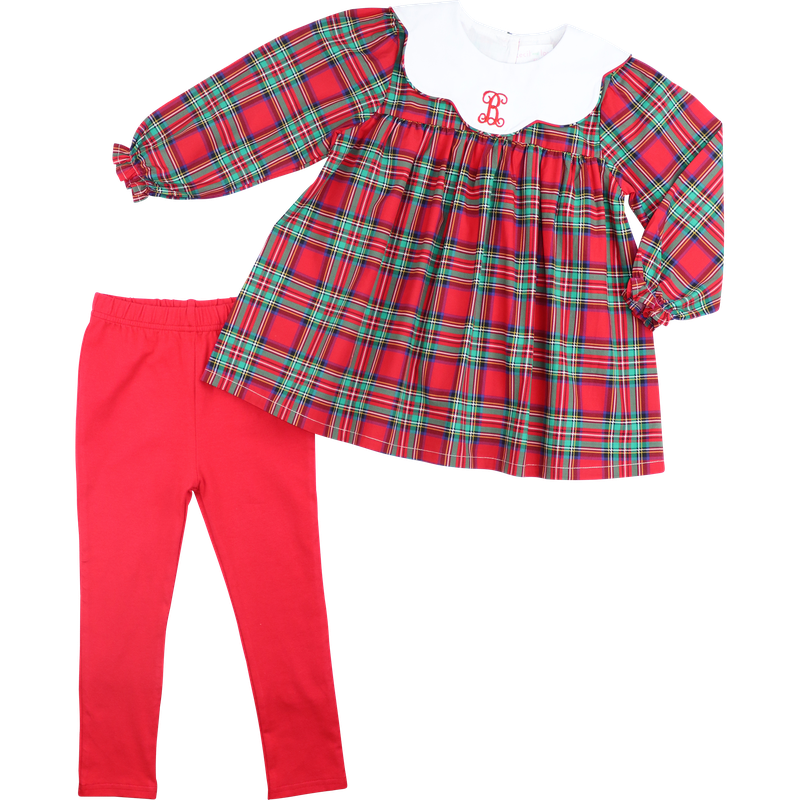 Red And Green Plaid Legging Set