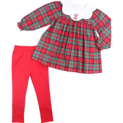 Red And Green Plaid Legging Set