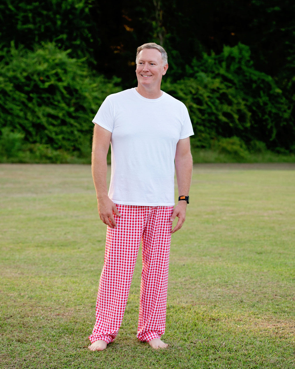 Men's Red Check Knit Pajama Pants