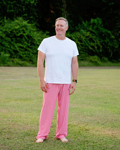 Men's Red Check Knit Pajama Pants