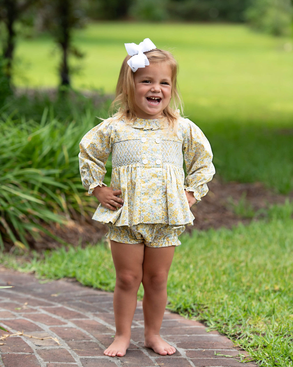 Fall Floral Smocked Diaper Set