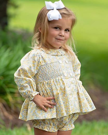 Fall Floral Smocked Diaper Set