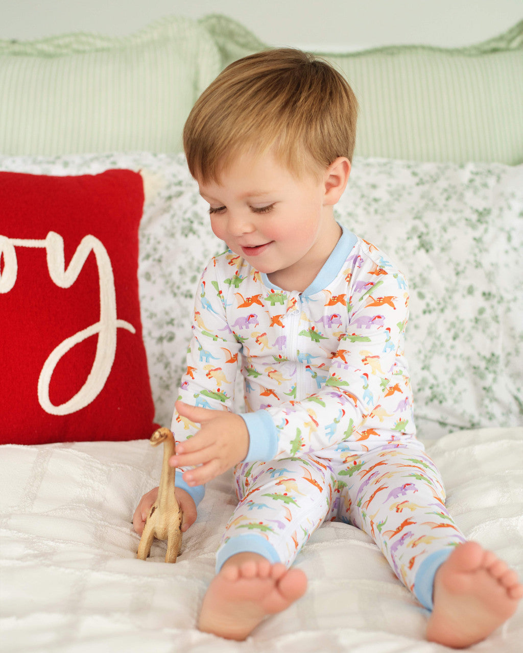 Holiday Dinosaur Knit Zipper Pajamas