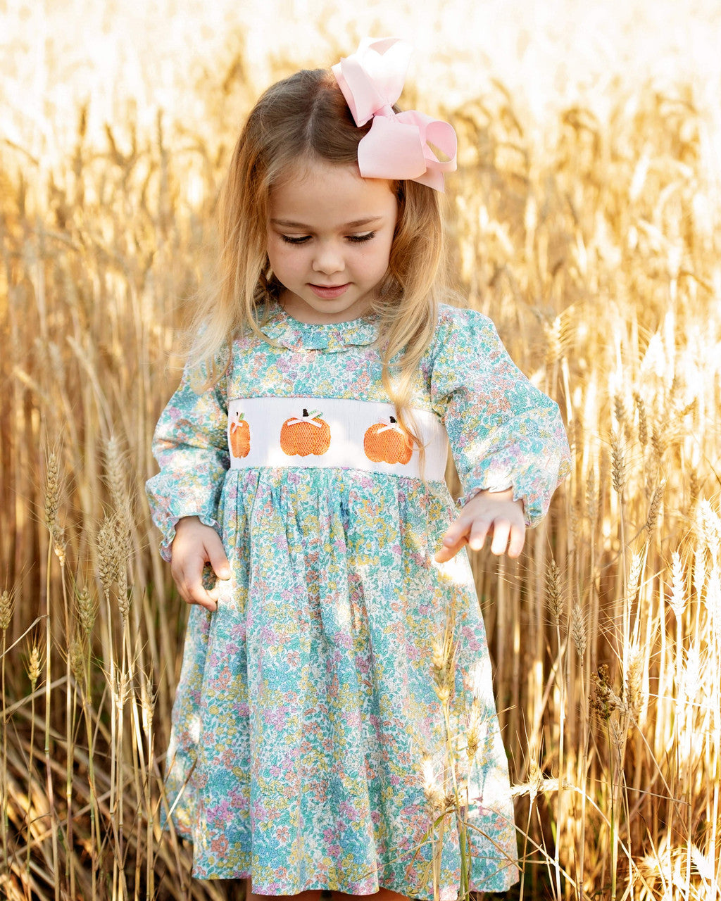 Floral Garden Smocked Pumpkin Dress