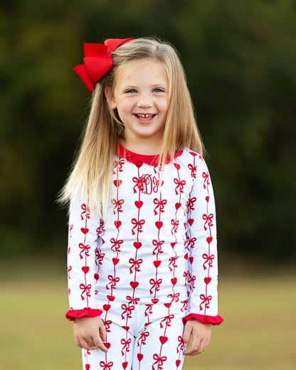 Hearts And Bows Knit Pajamas