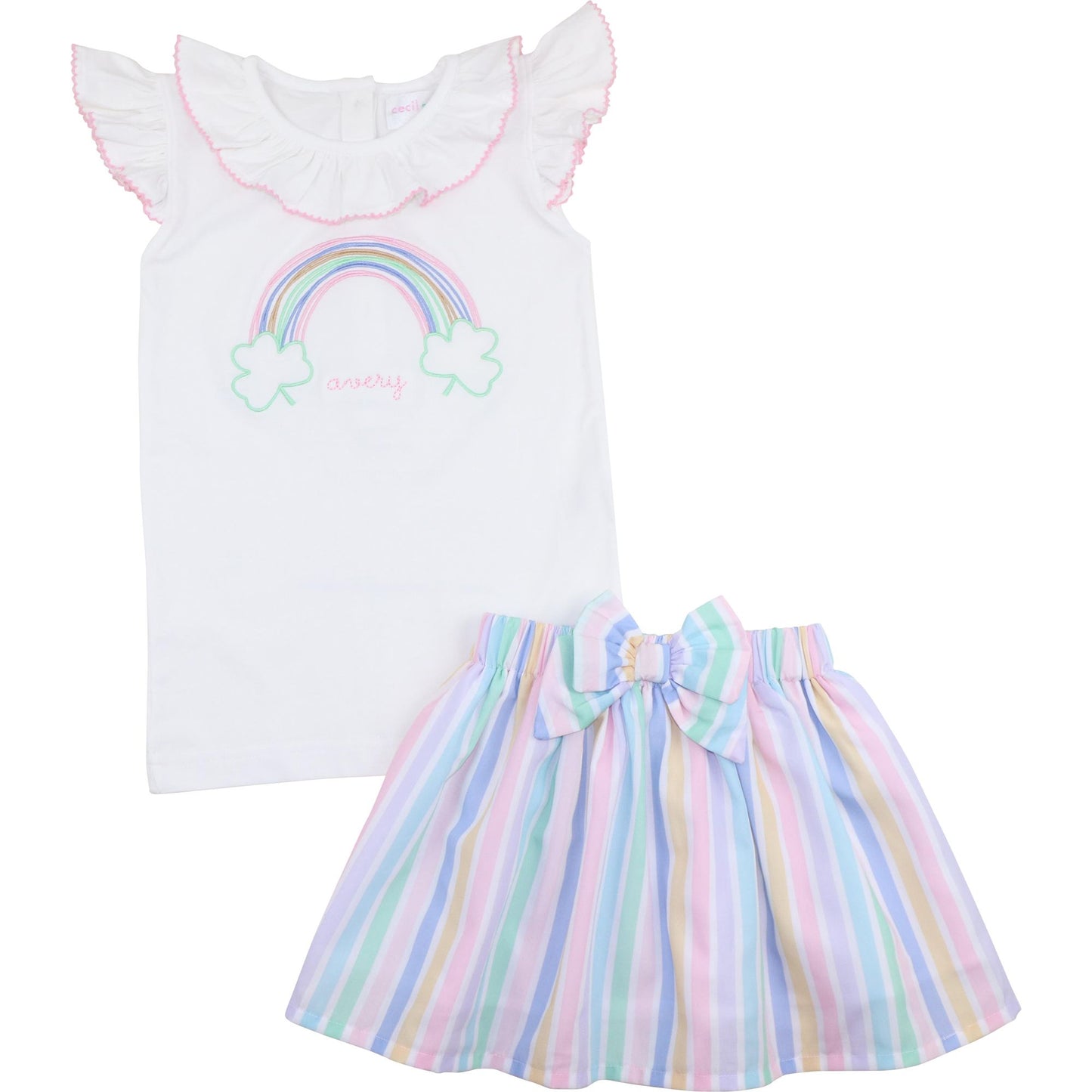 Rainbow And Shamrock Skirt Set