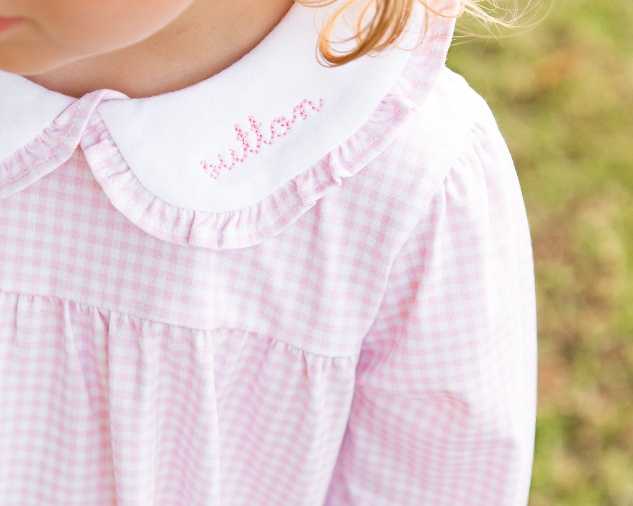 Pink Gingham Knit Dress - Shipping Mid September  Monogram