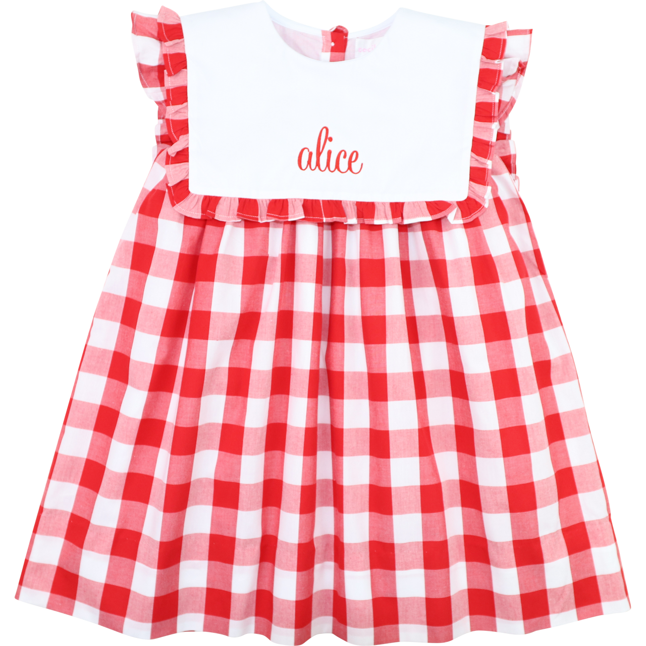 Red Check Square Collar Dress