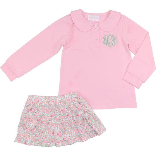 Pink And Green Floral Knit Tennis Set