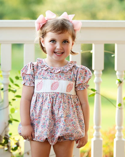 Fall Floral Pink Smocked Football Bubble