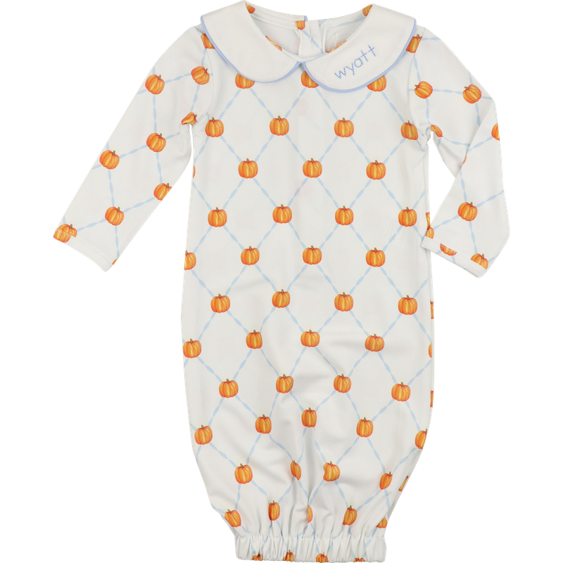 Pumpkin Print Knit Baby Gown