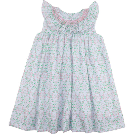 Green And Pink Smocked Easter Egg Dress