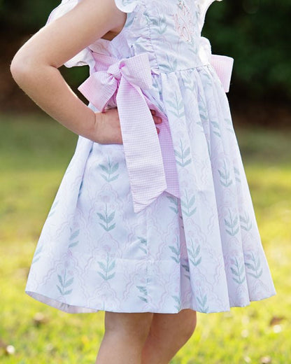 Pink And Green Hydrangea Bow Dress