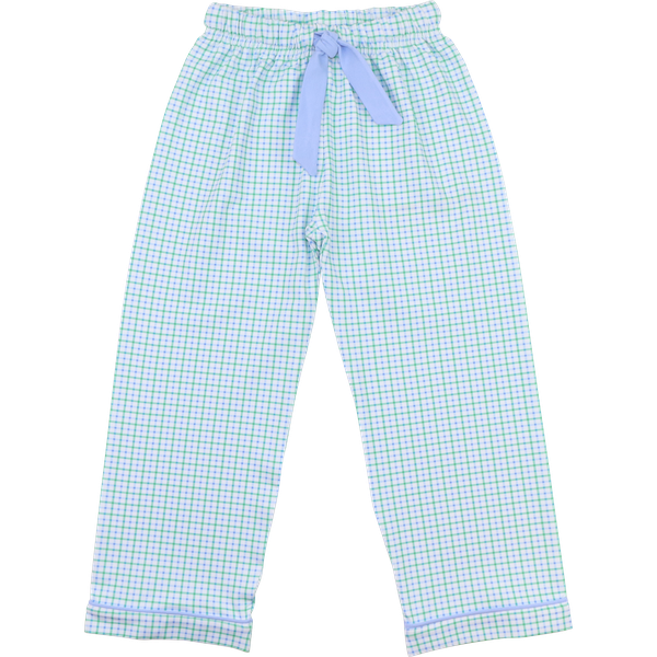 Blue And Green Windowpane Knit Pajama Pants