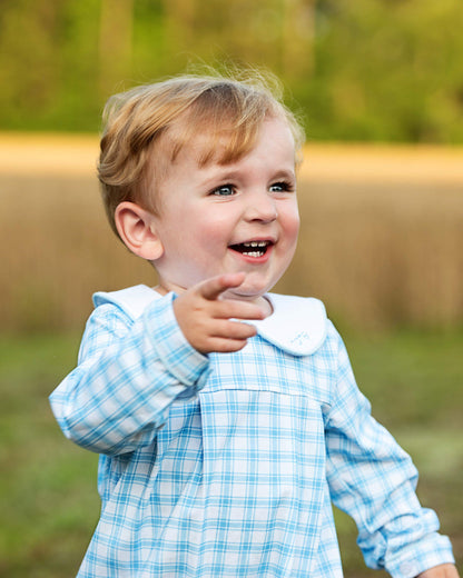 Blue And White Plaid Knit Bubble