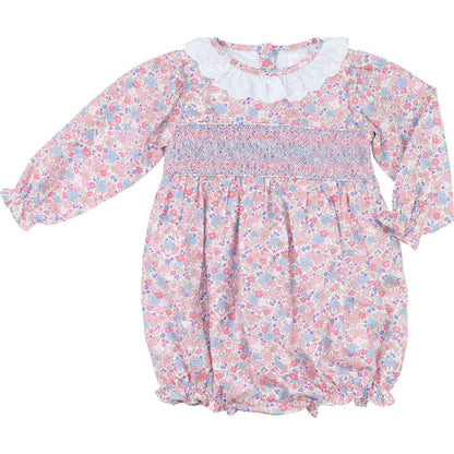 Floral Smocked Bubble With Eyelet Collar - Shipping Early October  Smocked Threads