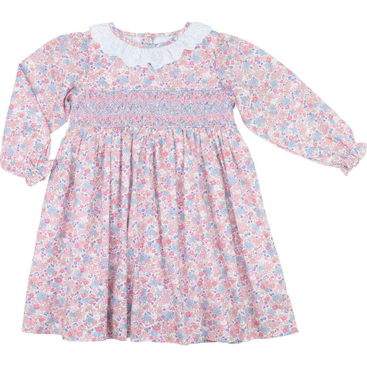 Floral Smocked Dress With Eyelet Collar - Shipping Early October  Smocked Threads