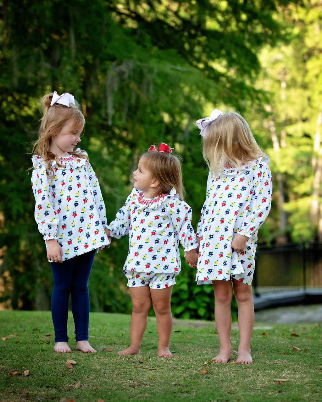 Red Smocked Flower Print Dress