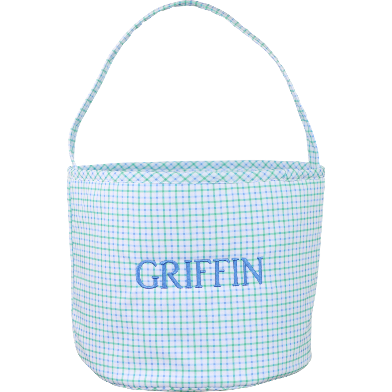 Green And Blue Windowpane Easter Basket