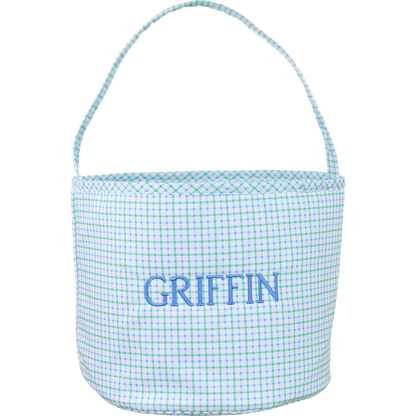 Green And Blue Windowpane Easter Basket