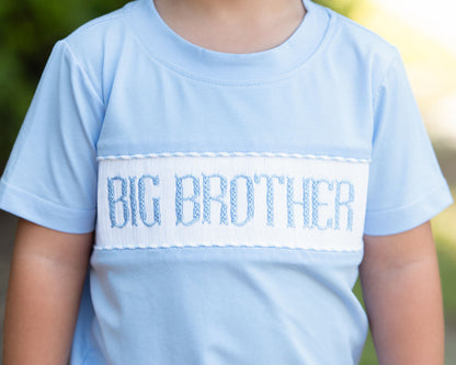 Blue Seersucker Smocked "Big Brother" Short Set