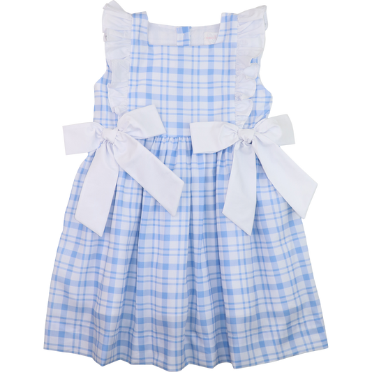 Blue Plaid Bow Dress