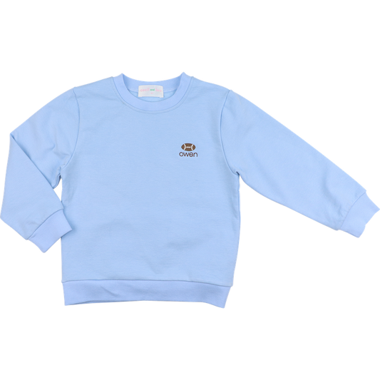 Blue Embroidered Football Sweatshirt