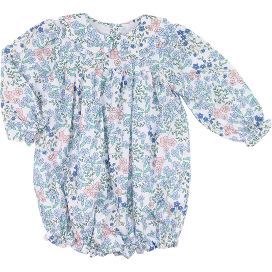 Pink And Blue Floral Scalloped Collar Bubble