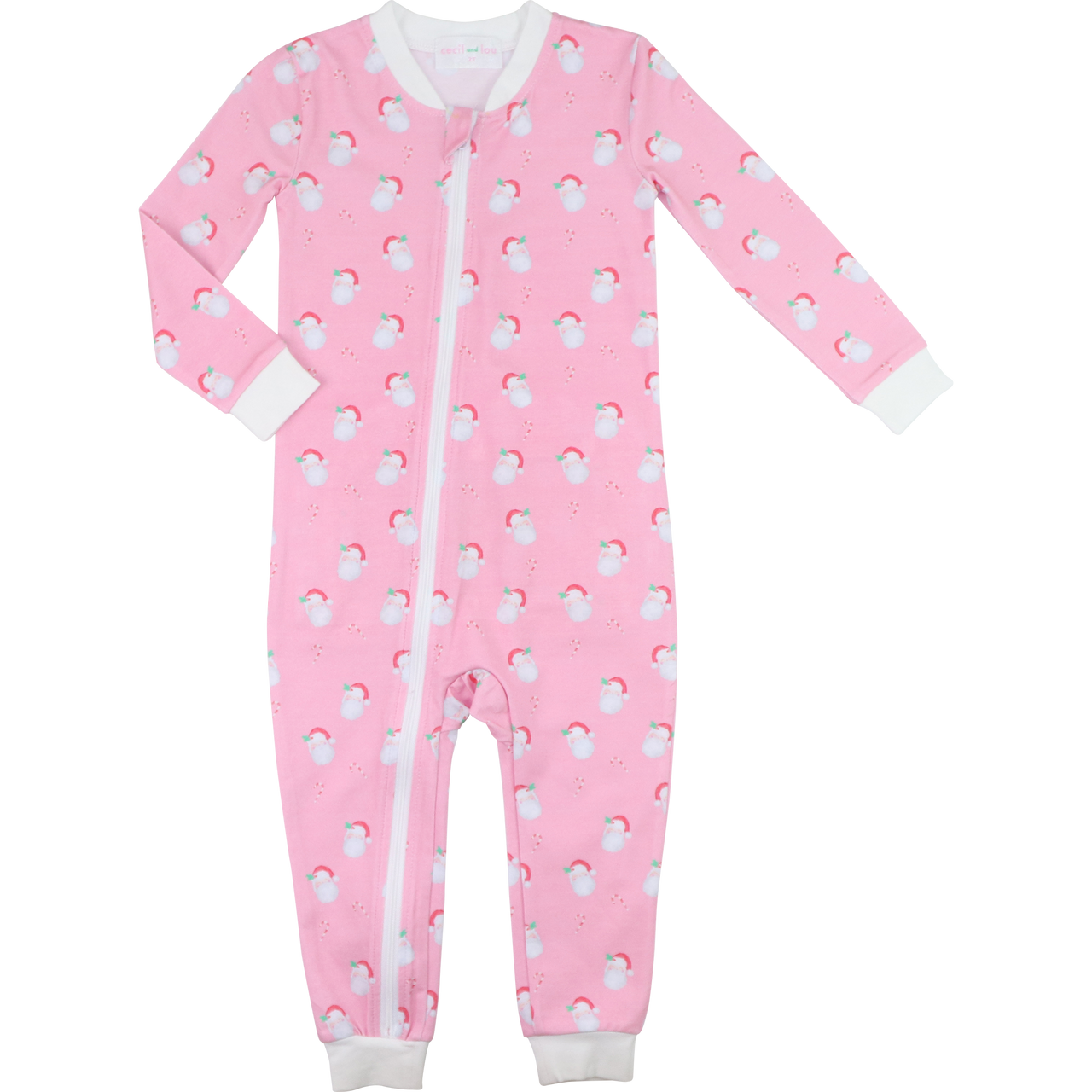 Pink And Red Knit Santa And Candy Cane Zipper Pajamas