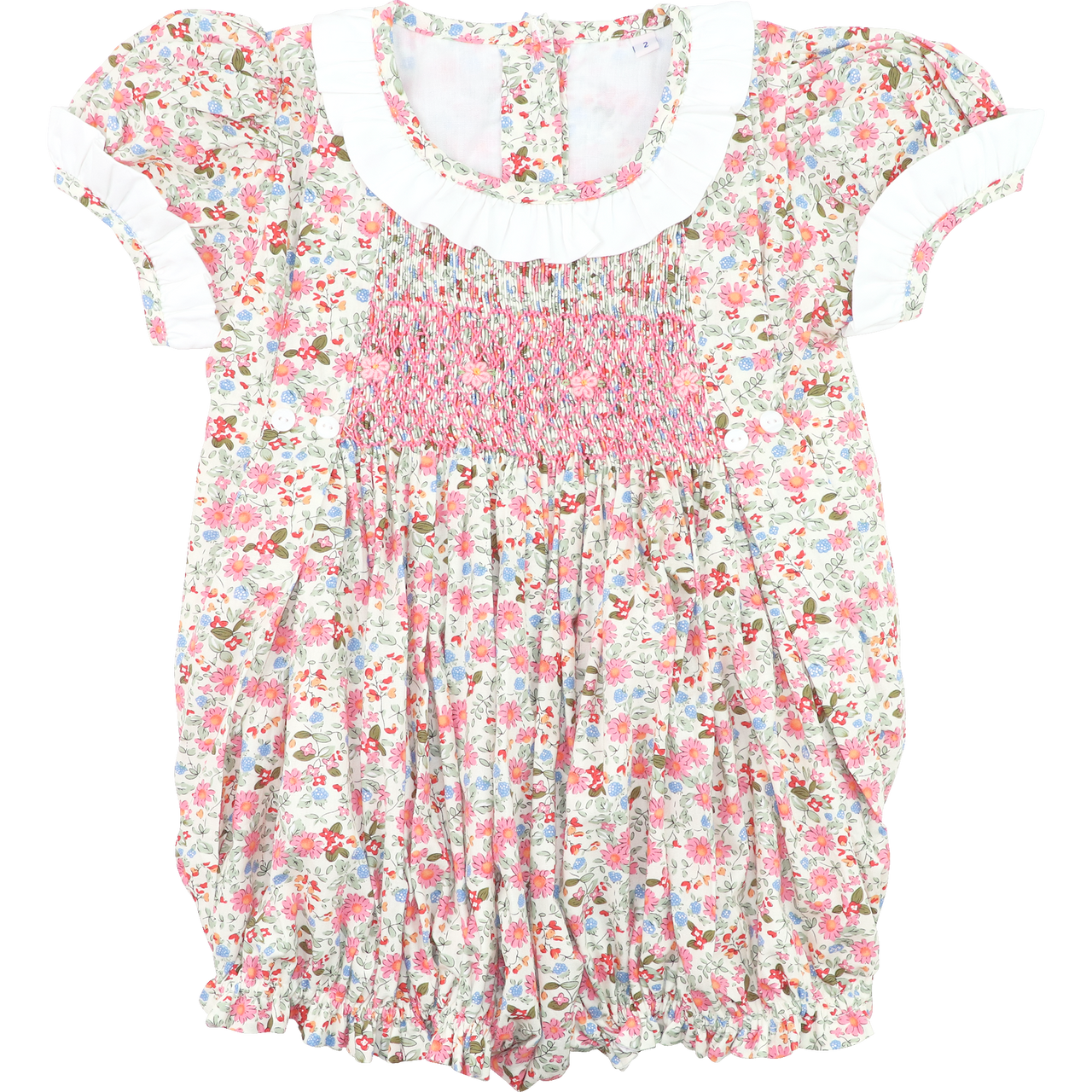 Pink Smocked Floral Bubble