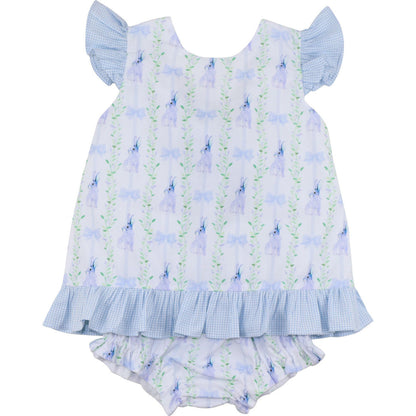 Blue Bunny Tie Back Diaper Set