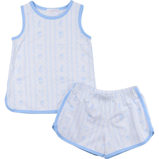 Blue Floral Stripe Knit Play Set