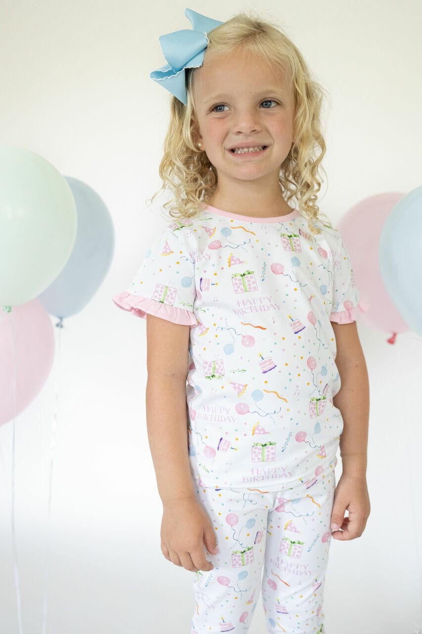 Girls Birthday Print Knit Pajamas  Cecil and Lou